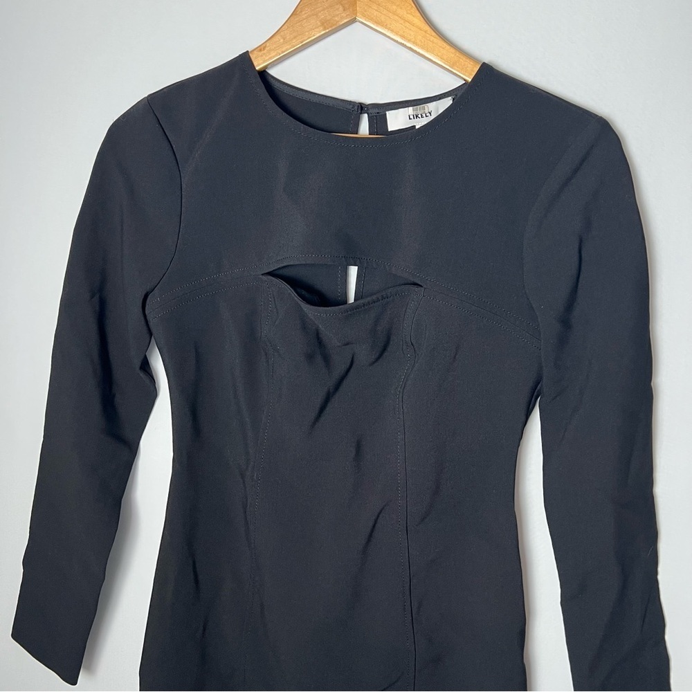 Likely Revolve Keller Black Sheath Bodycon Mini Dress Cutout Long Sleeve Size 6 - Picture 2 of 8